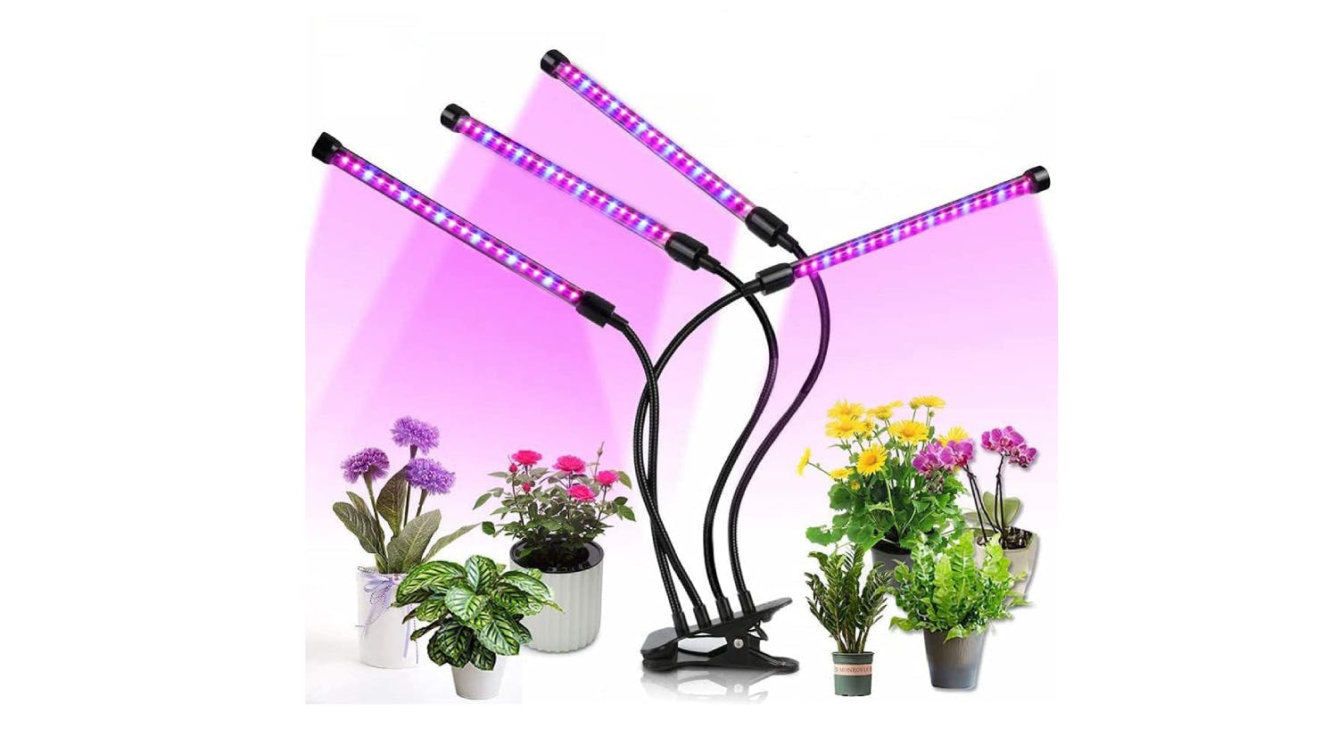 Kmall Multi-Head Flexible Clip-On LED Plant Grow Light with Brightness/Colour Adjustment, Timer