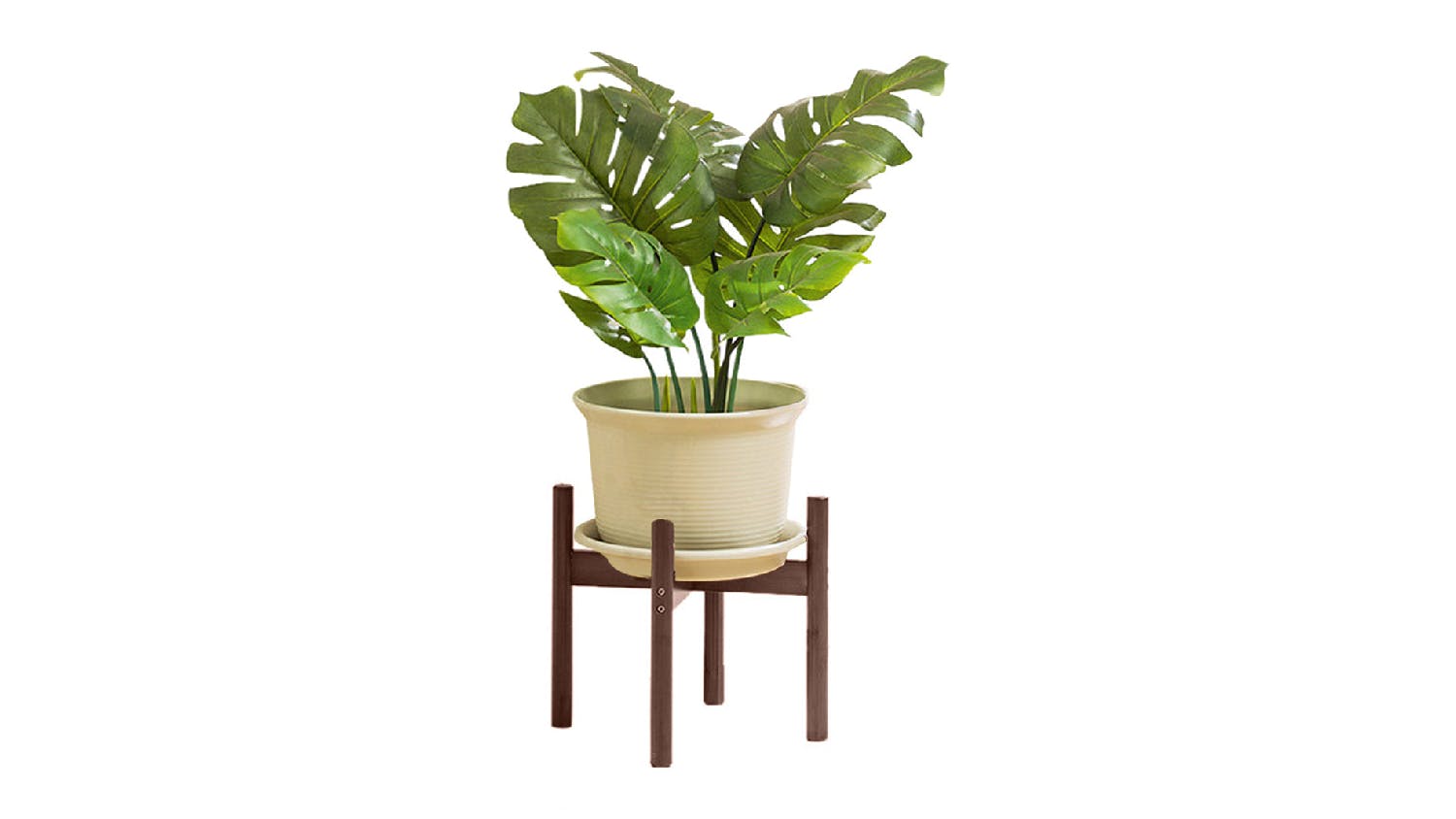 Kmall Midcentury-Design Pot Plant Stand - Dark Bamboo
