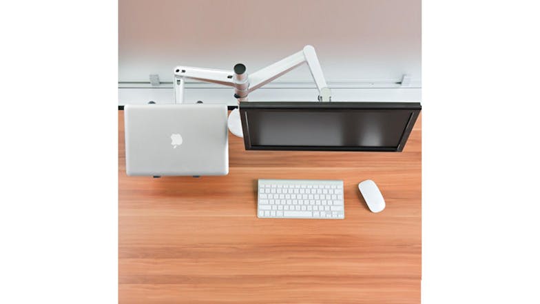 Kmall Adjustable VESA-Compatible Monitor & Laptop Desk Mount - Silver