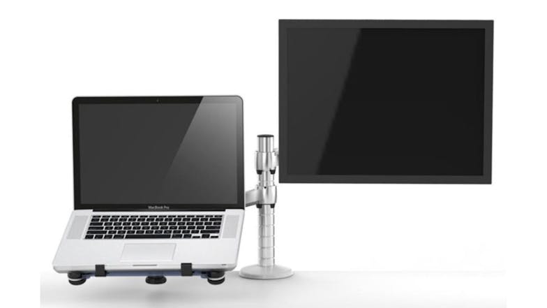 Kmall Adjustable VESA-Compatible Monitor & Laptop Desk Mount - Silver