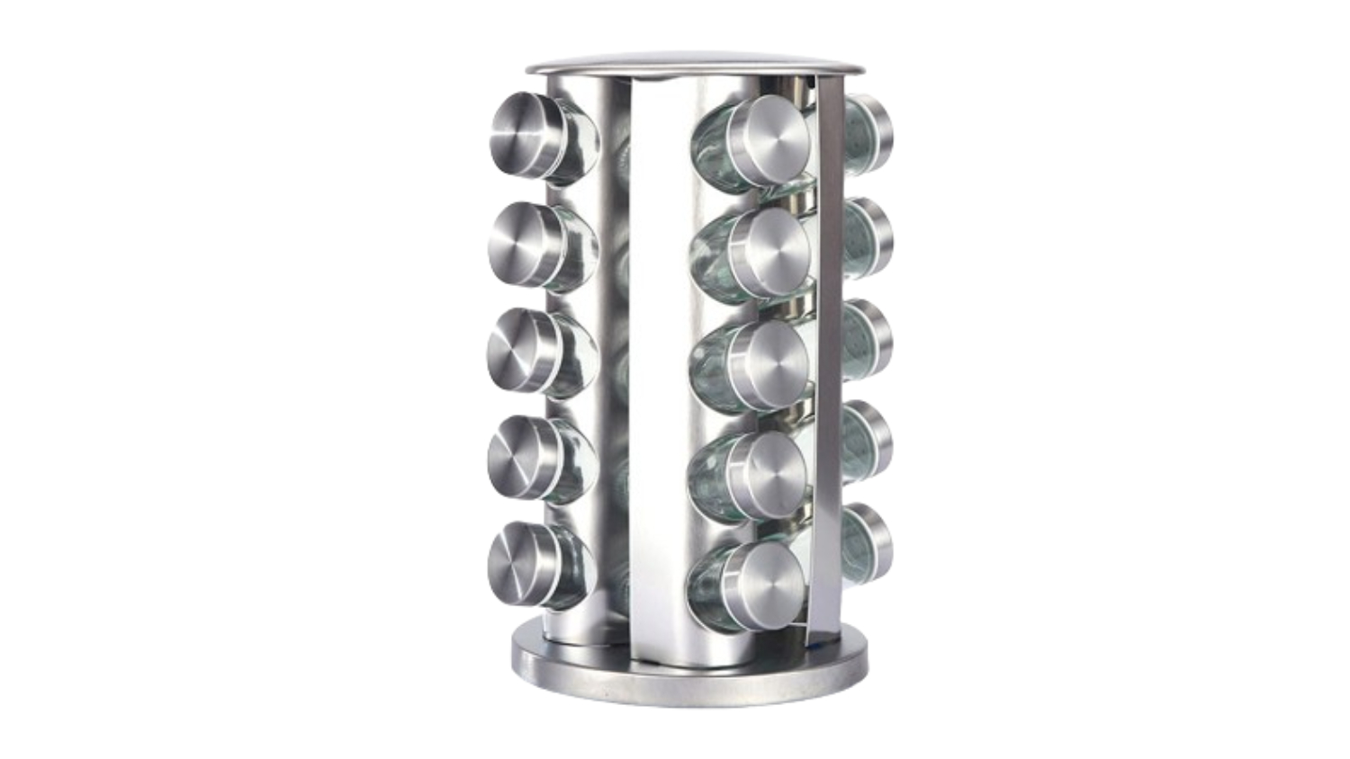 Kmall 20 Jar Revolving Spice Rack - Stainless Steel