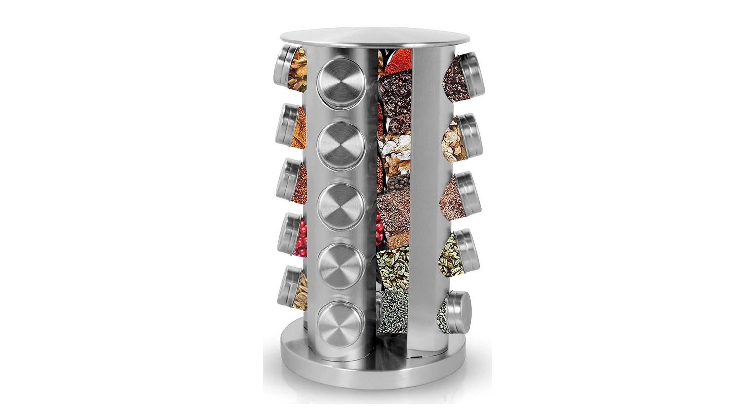 Kmall 20 Jar Revolving Spice Rack - Stainless Steel