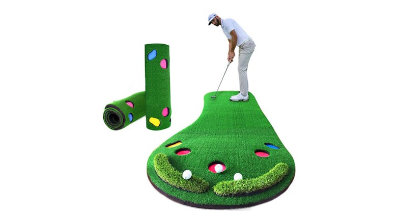 Kmall Indoor Golf Putting Practice Mat with Hazards 300cm