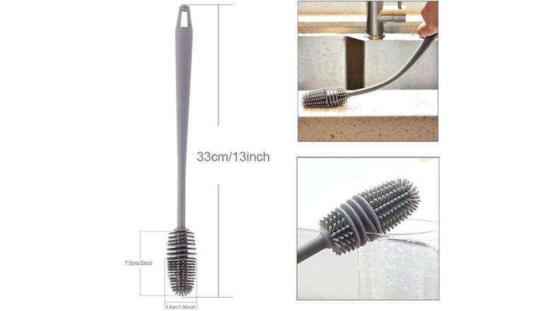 Kmall Long Handle Silicone Bottle Cleaning Brush 2pcs. - Grey