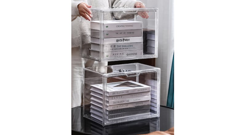 Kmall Plastic Stackable Storage Box with Lid - Transparent