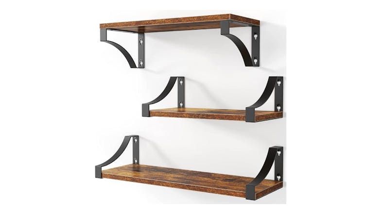 Kmall Rustic Look Floating Shelves 3pcs. - Dark Wood