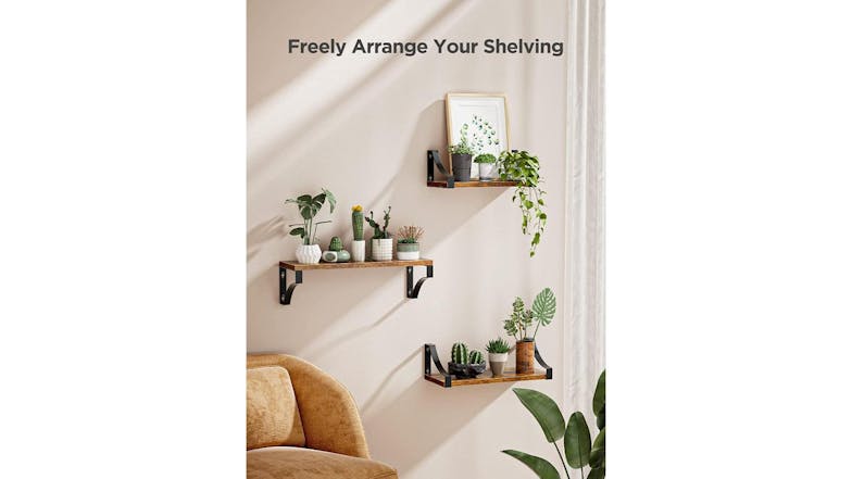 Kmall Rustic Look Floating Shelves 3pcs. - Dark Wood