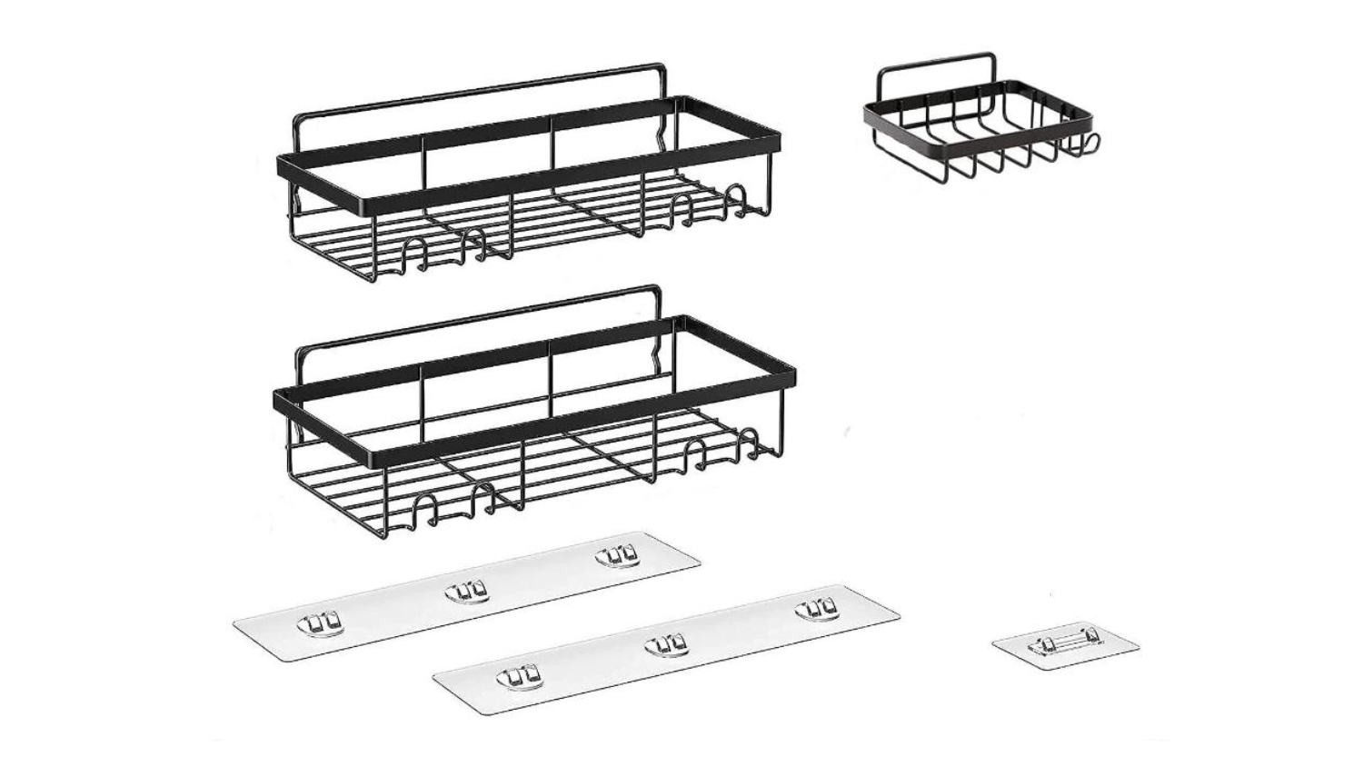 Kmall Metal Wire Utilitarian Floating Storage Shelves 3pcs. - Black