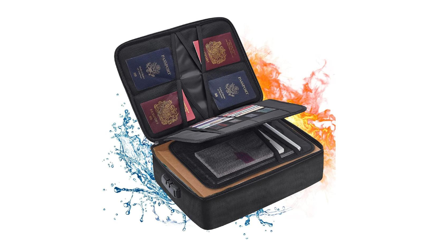 Kmall 3-Tier Disaster-Proof Document Organiser with Combination Lock