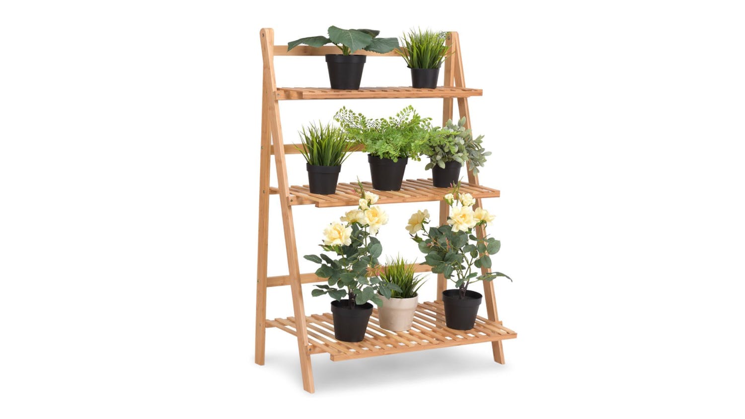 Kmall 3-Tier Folding Bamboo Plant Stand