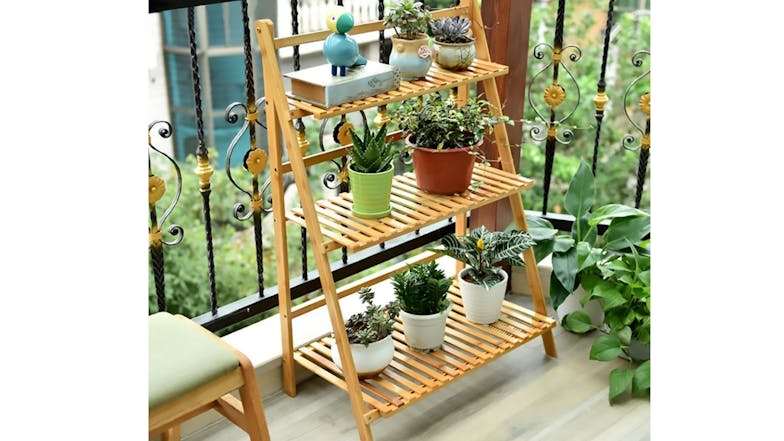 Kmall 3-Tier Folding Bamboo Plant Stand