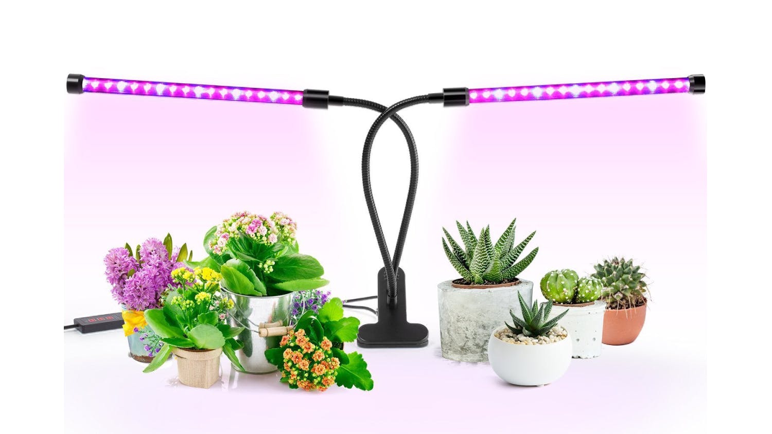 Kmall Dual-Head Flexible Clip-On LED Plant Grow Light with Brightness/Colour Adjustment, Timer