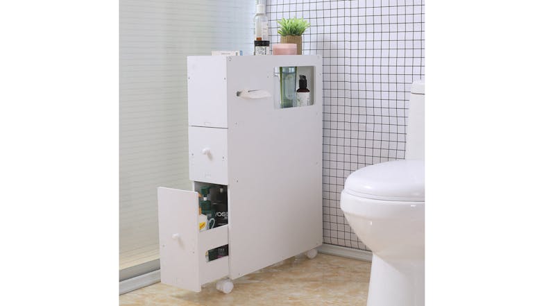 Kmall Slide-Out Compact Bathroom Storage Drawers - White