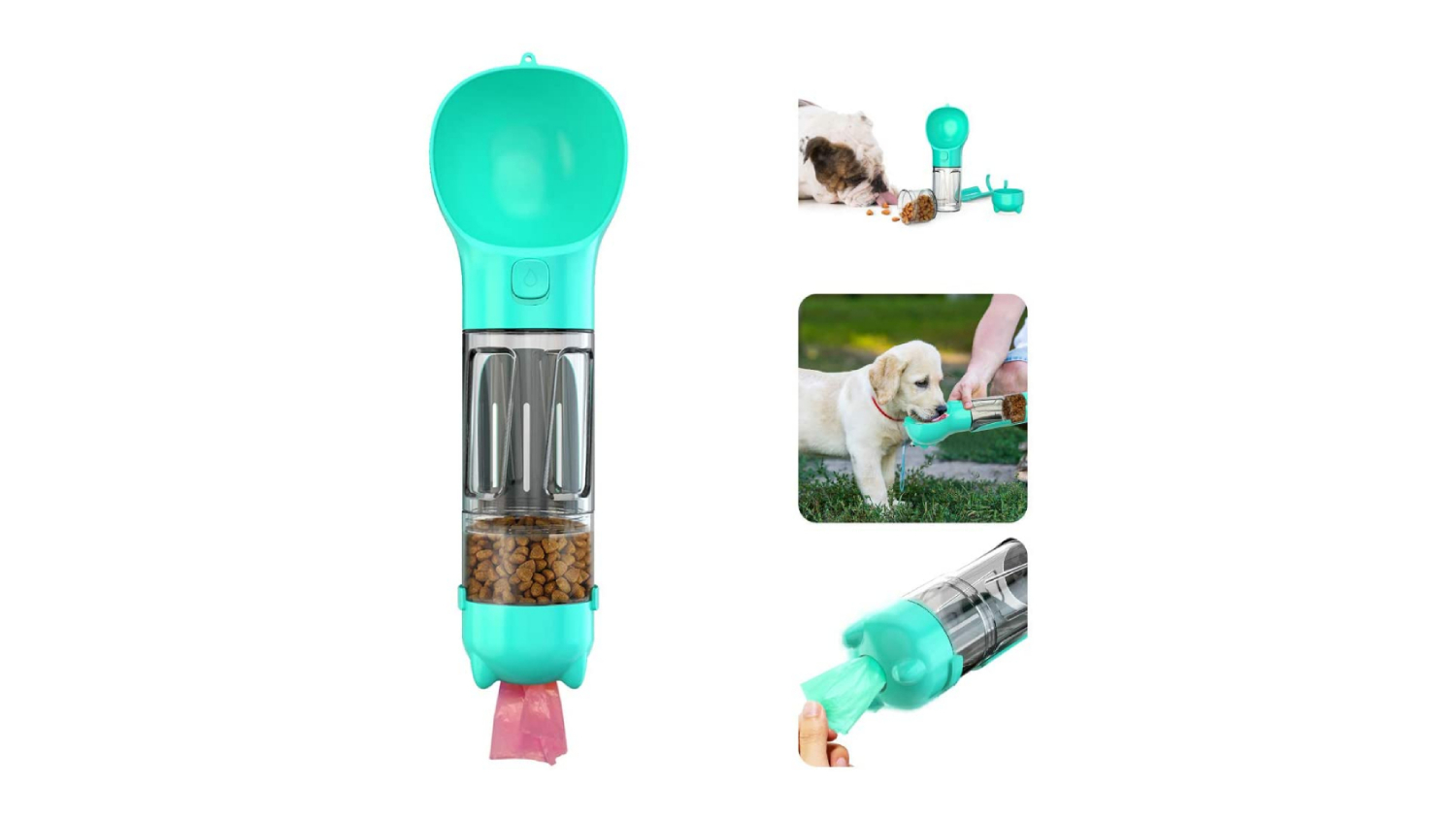 Kmall 3-in-1 Dog Waterer/Feeder/Poop Scoop