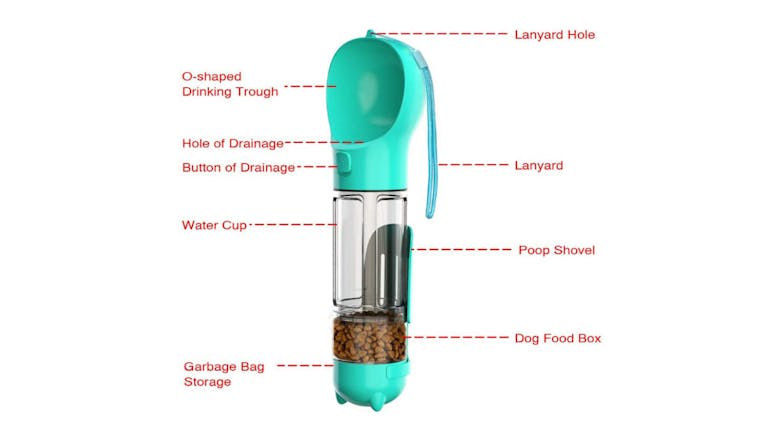 Kmall 3-in-1 Dog Waterer/Feeder/Poop Scoop