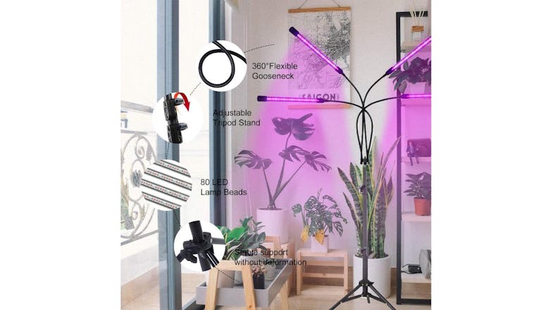 Kmall Multi-Head Flexible Standing LED Plant Grow Light with Brightness/Colour Adjustment, Timer
