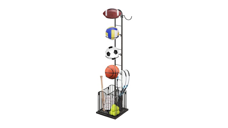 Kmall 4-Tier Sports Ball & Equipment Rack - Black