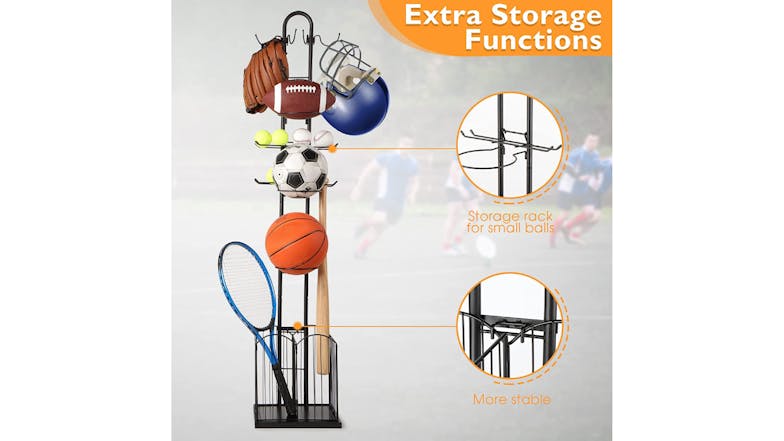 Kmall 4-Tier Sports Ball & Equipment Rack - Black