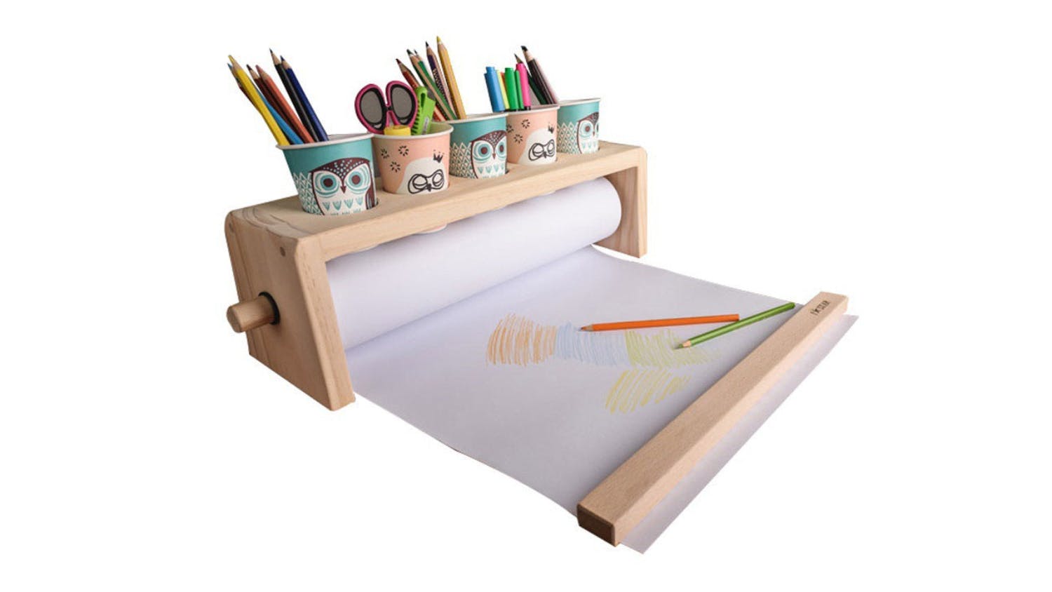 Kmall Drawing Paper Roll Dispenser with Art Supply Storage