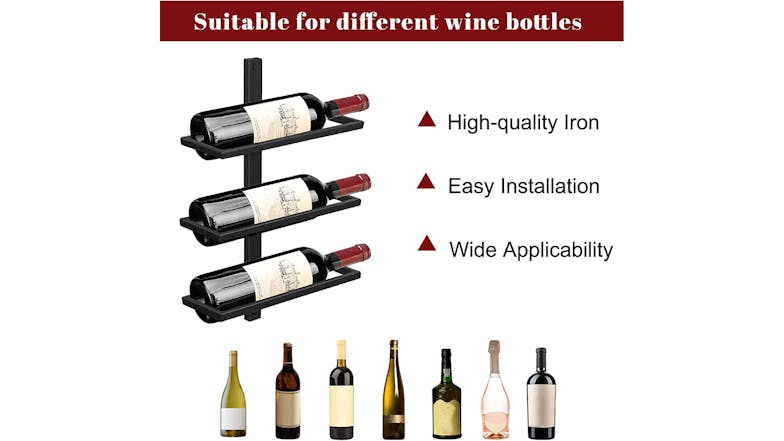 Kmall 10 Bottle Vertical Wall Mounted Wine Rack - Black