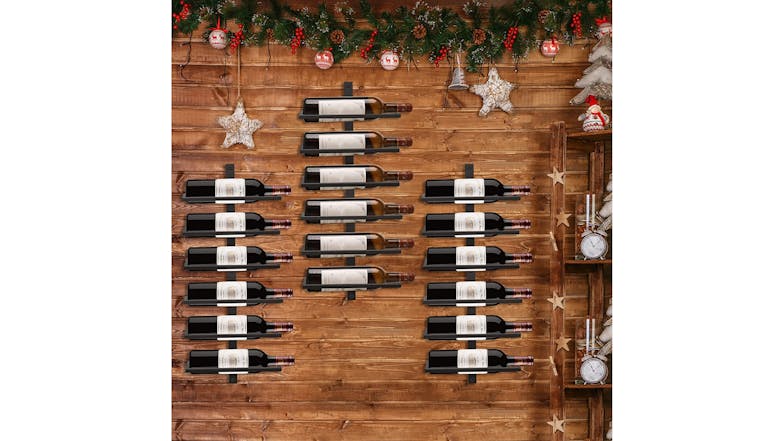 Kmall 10 Bottle Vertical Wall Mounted Wine Rack - Black