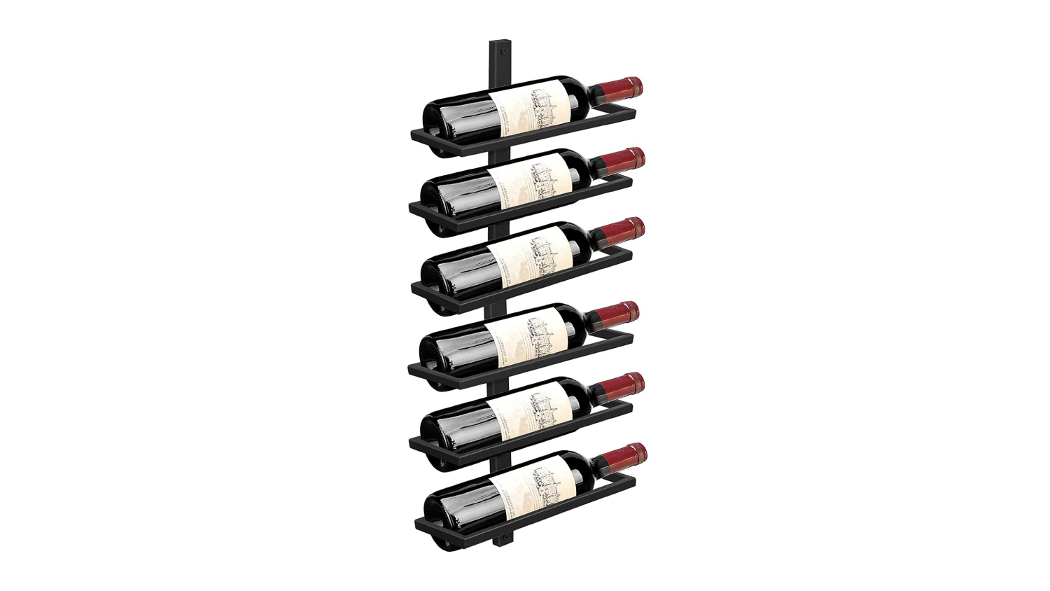 Kmall 6 Bottle Vertical Wall Mounted Wine Rack - Black