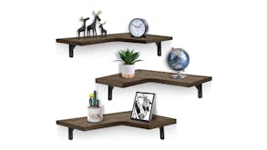 Kmall Floating Corner Shelf 3pcs. - Dark Wood