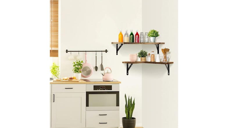 Kmall Floating Corner Shelf 3pcs. - Dark Wood