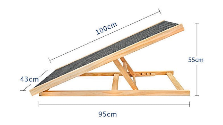 Kmall Adjustable Wooden Pet Ramp with Grip Surface
