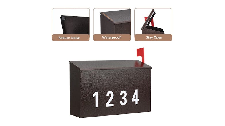 Kmall Mailbox with Number Stickers, Flag - Matte Black