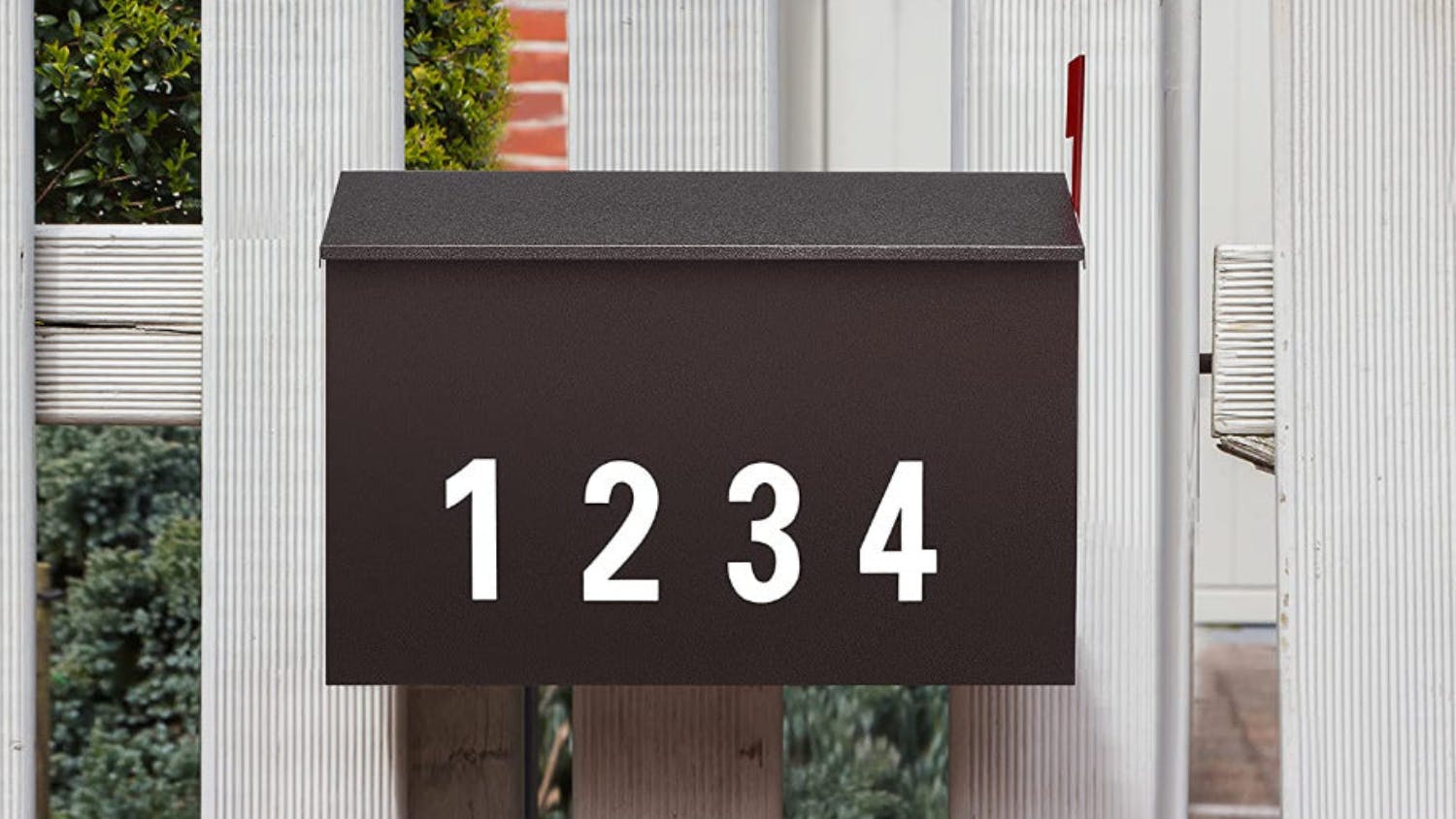 Kmall Mailbox with Number Stickers, Flag - Matte Black