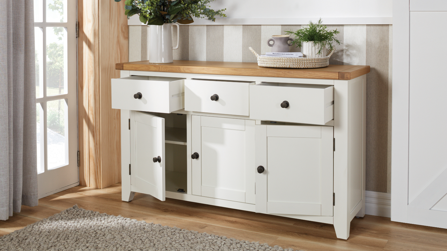 Colchester 3 Drawer 3 Door Buffet Table