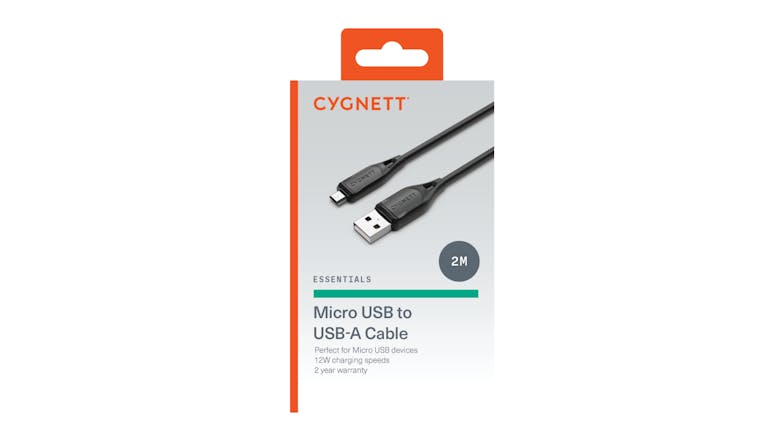 Cygnett Essentials USB-A to Micro USB Cable 2m - Black (CY4665PCCAM)