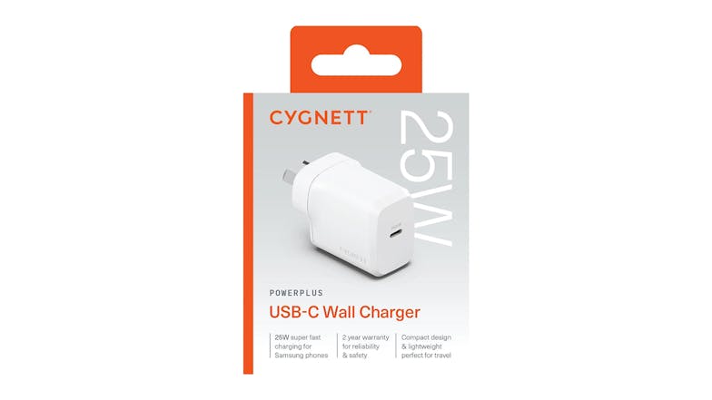 Cygnett Powerplus 25W USB-C AU Wall Charger - White (CY4734PDWCH)