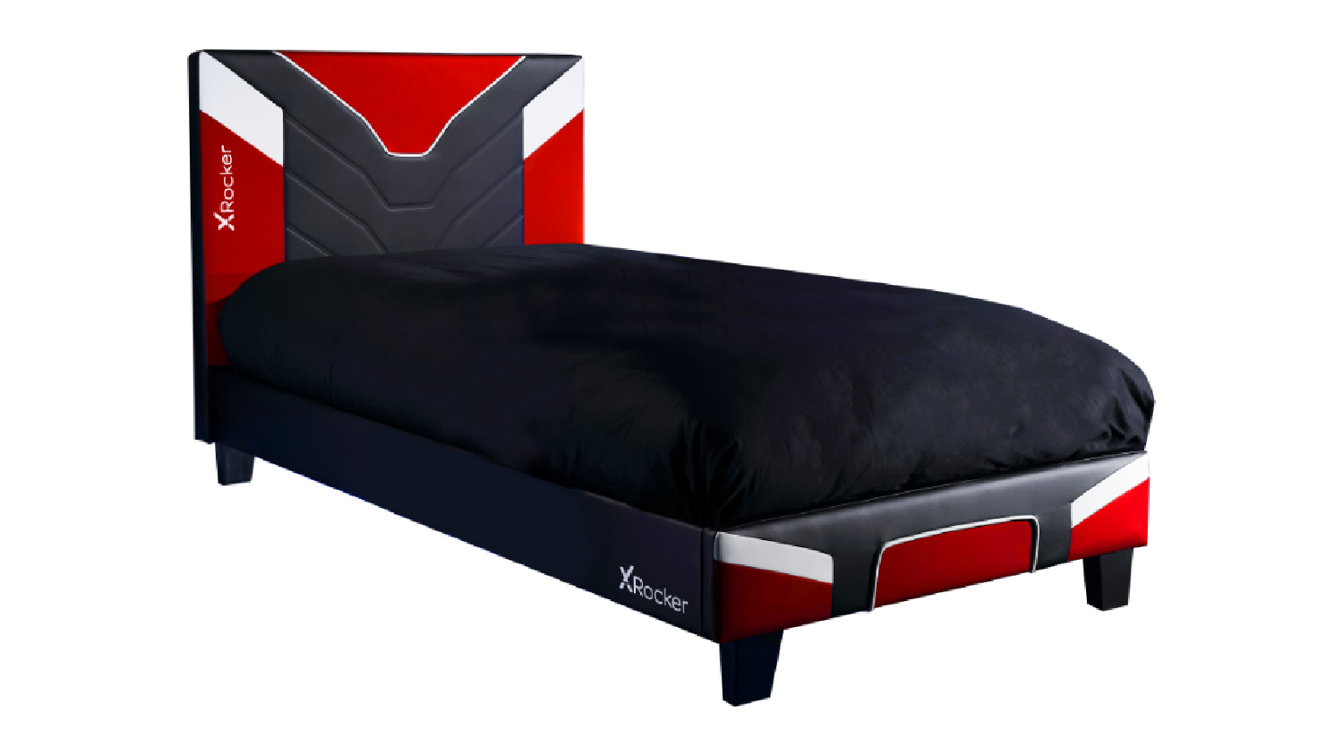 X Rocker Ceberus Gaming Bedframe with Plush Headboard Single - Red