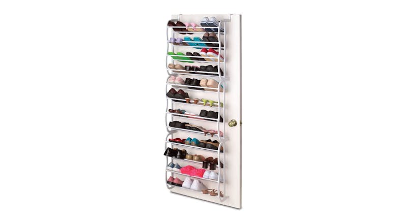 Kmall 12-Tier Over Door Shoe Rack - White