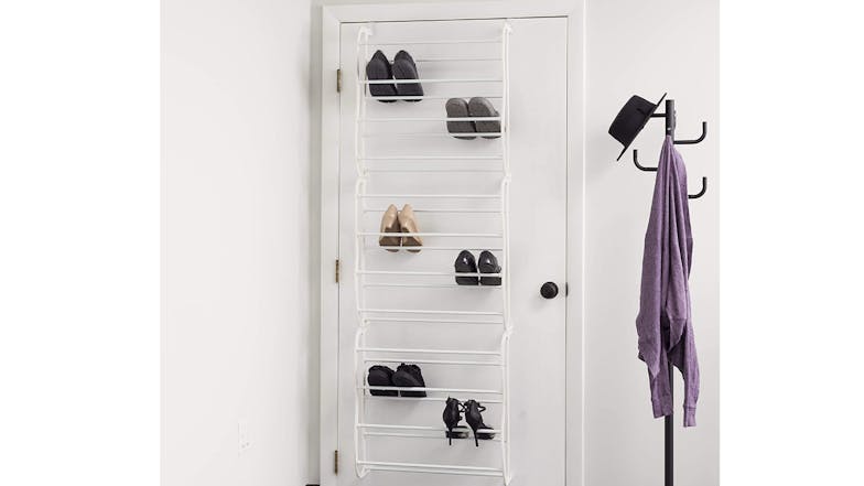 Kmall 12-Tier Over Door Shoe Rack - White