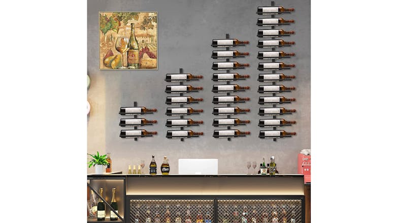 Kmall 10 Bottle Vertical Wall Mounted Wine Rack - Black