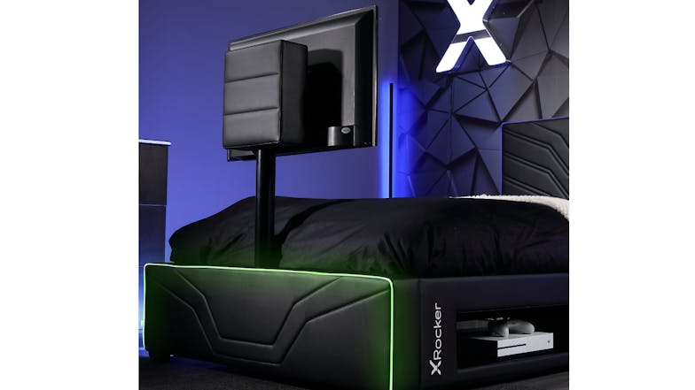 X Rocker Oracle Neo Fibre LED Gaming Bed Base with TV Mount