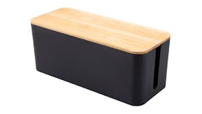 Kmall Modern Cable Management Storage Box with Bamboo Lid Extra Large - Black