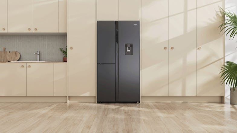 Haier 574L Side by Side Fridge Freezer with Water Dispenser - Black (HRF575XHC)