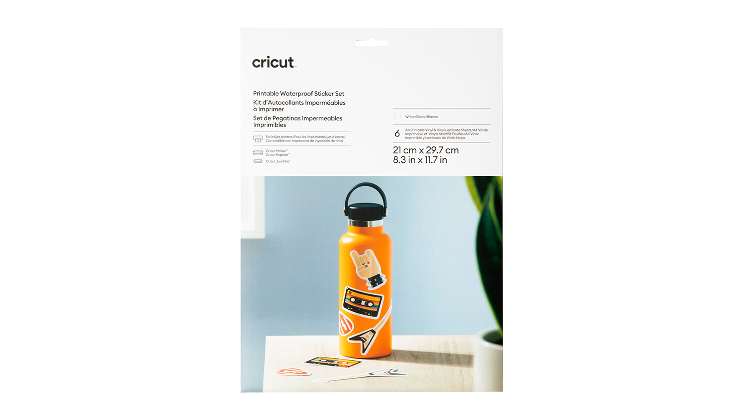 Cricut Joy Xtra Printable Waterproof Sticker 8.3” x 11.7” - A4 (6 Sheet, White)