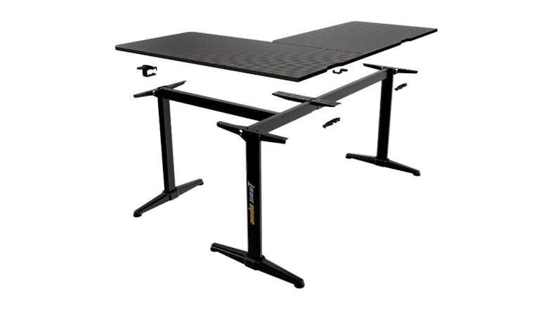 AndaSeat Wind Seeker Corner Gaming Desk with Cable Management, Anti-Slip Surface - Carbon Fibre Black