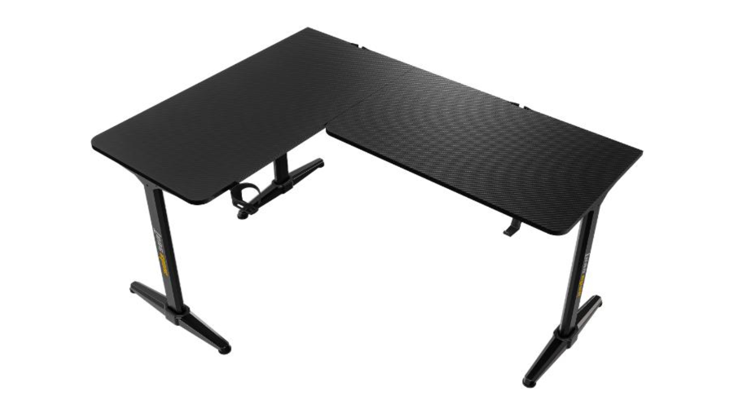 AndaSeat Wind Seeker Corner Gaming Desk with Cable Management, Anti-Slip Surface - Carbon Fibre Black