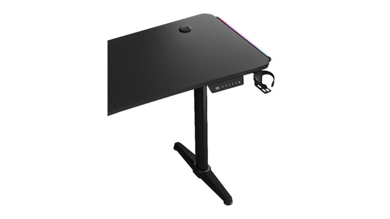 AndaSeat Terminator Motorized Gaming Desk with Integrated LED Lighting, Anti-Slip Surface - Carbon Fibre Black