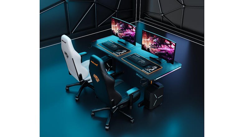AndaSeat Terminator Motorized Gaming Desk with Integrated LED Lighting, Anti-Slip Surface - Carbon Fibre Black