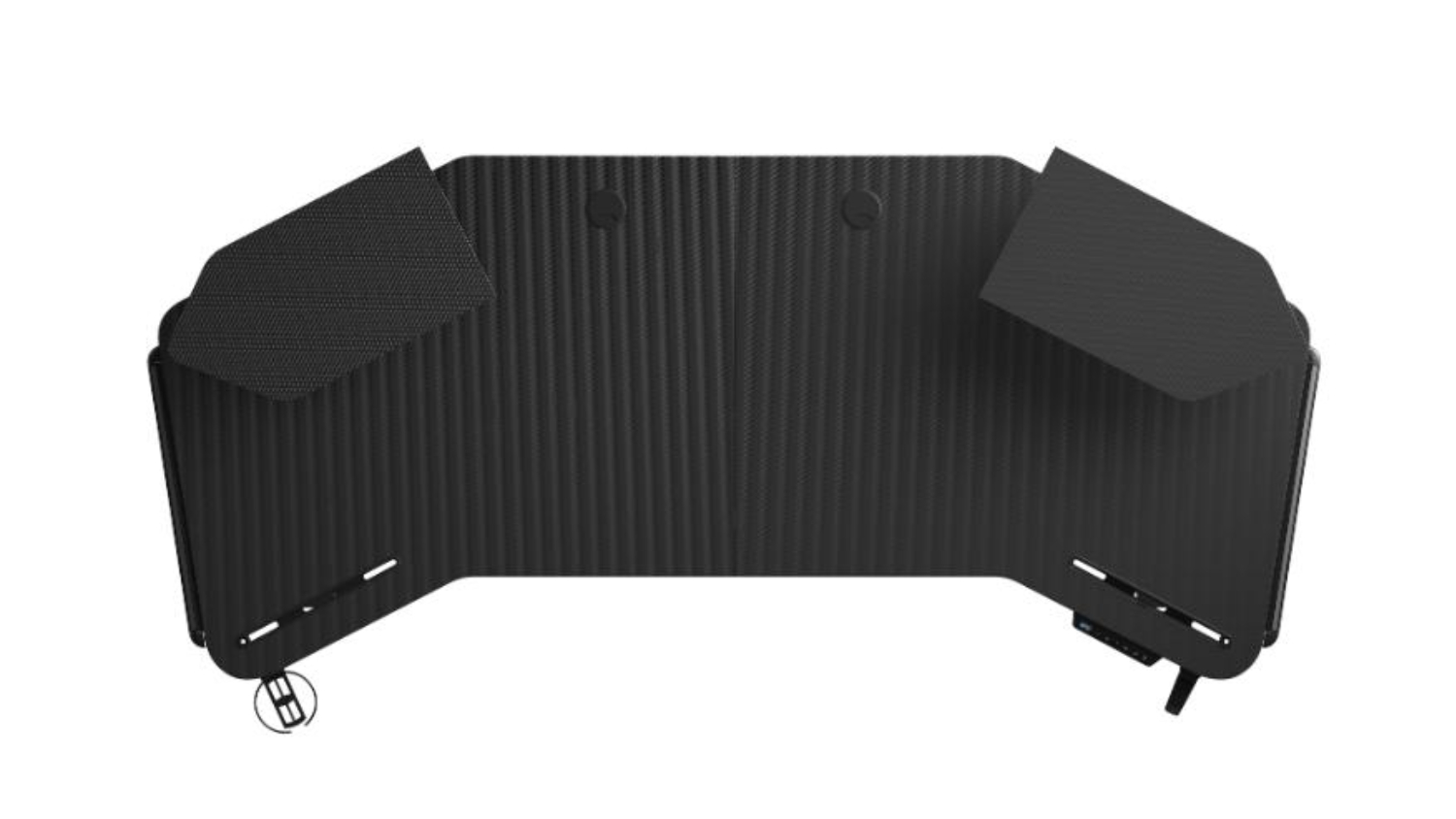 AndaSeat Shadow Warrior Motorised Gaming Desk with Integrated LED Lighting, Built-In Device Stands, Anti-Slip Surface - Carbon Fibre Black