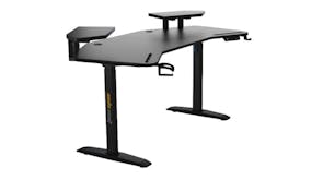 AndaSeat Shadow Warrior Motorised Gaming Desk with Integrated LED Lighting, Built-In Device Stands, Anti-Slip Surface - Carbon Fibre Black