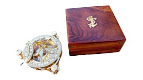 Shipwreck Trading Brass Combination Compass & Sundialwith Storage Box - Small