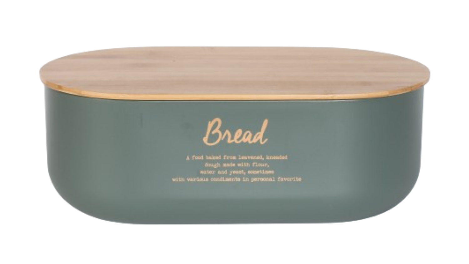 Rockingham Metal Bread Bin with Bamboo Lid - Sage Green/Gold